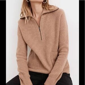 Madewell Glenbrook Half-Zip Pullover Sweater SZ XS Tan